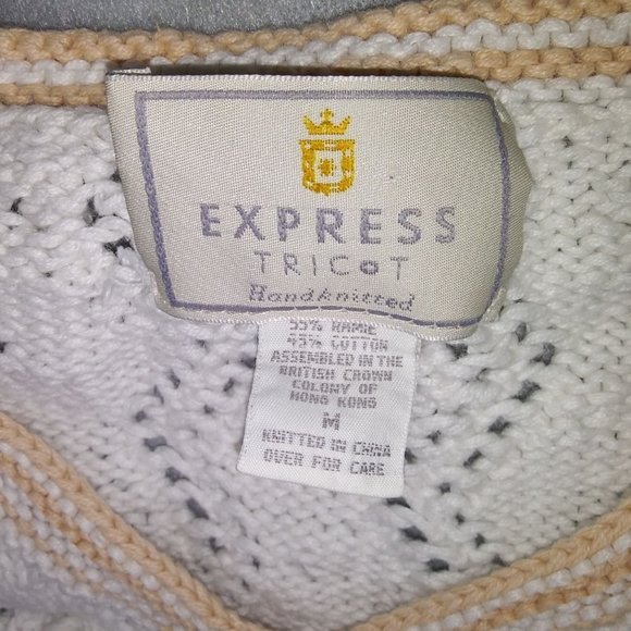 Express Tricot Hand Knit White Sweater Women's Size M - Picture 3 of 5